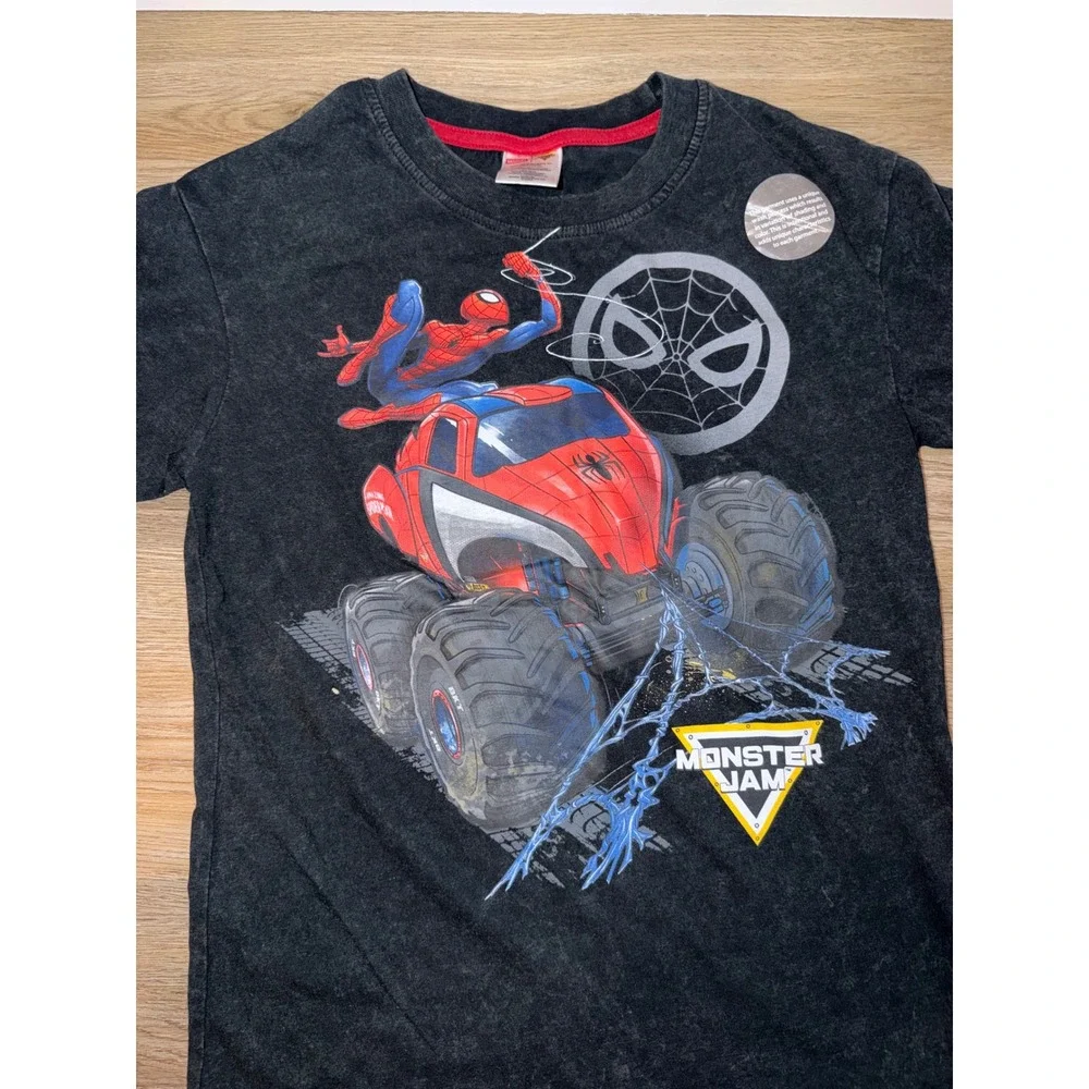 Boys spiderman / monster jam outfit set large 10/12